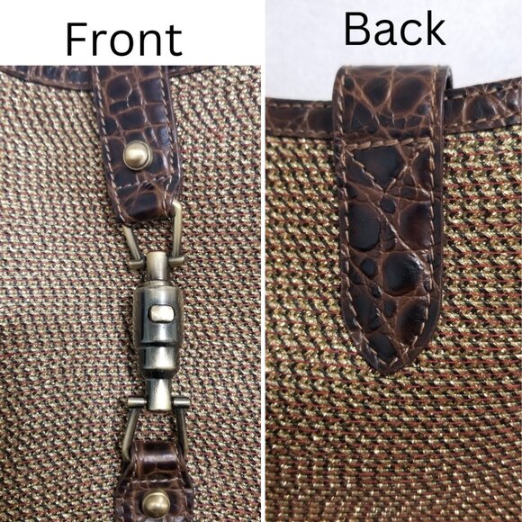 Vintage Eric Javits New York Gold Woven Squishee Studded Hobo Leather Bag - Picture 4 of 16